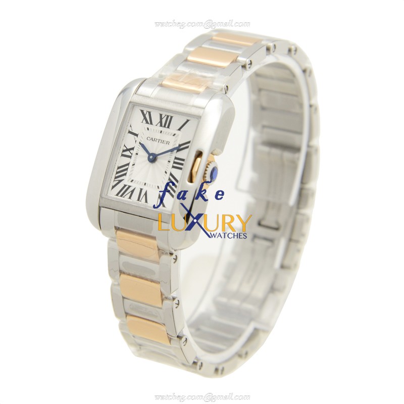 Cartier W5310019 - Tank Automatic - Stainless Steel - Replica Watch - 22.7mm - Silver Dial & Strap - Image 3