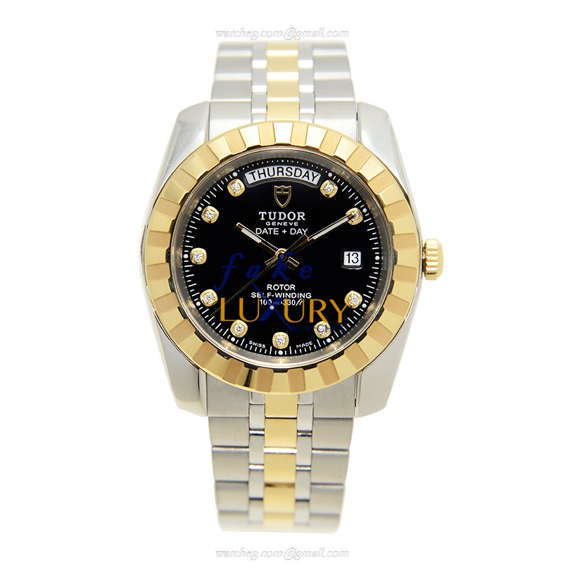 Tudor 23013-62113-10DI-BK CLASSIQUE Automatic Gold & Steel - 41mm Black Dial Replica Watch - Tudor - Image 2