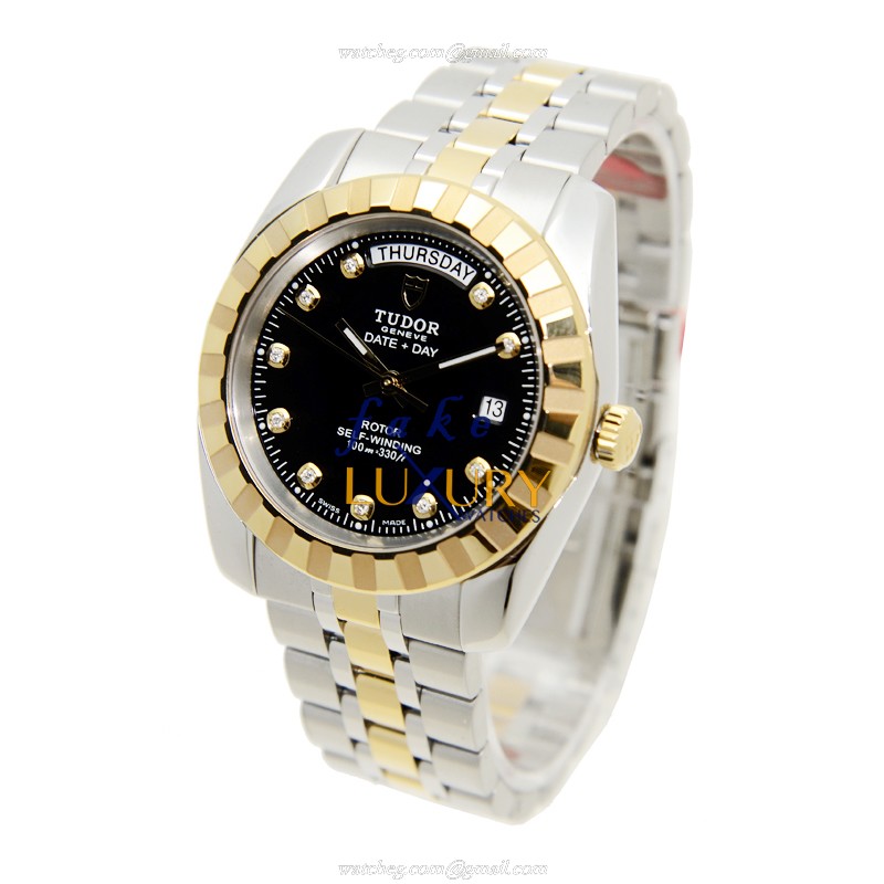 Tudor 23013-62113-10DI-BK CLASSIQUE Automatic Gold & Steel - 41mm Black Dial Replica Watch - Tudor - Image 3