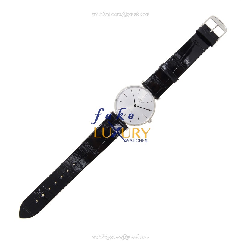 L4.708.4.72.2 - Longines La Grande Automatic Replica Watch - Silver Dial Black Alligator Strap - Image 2
