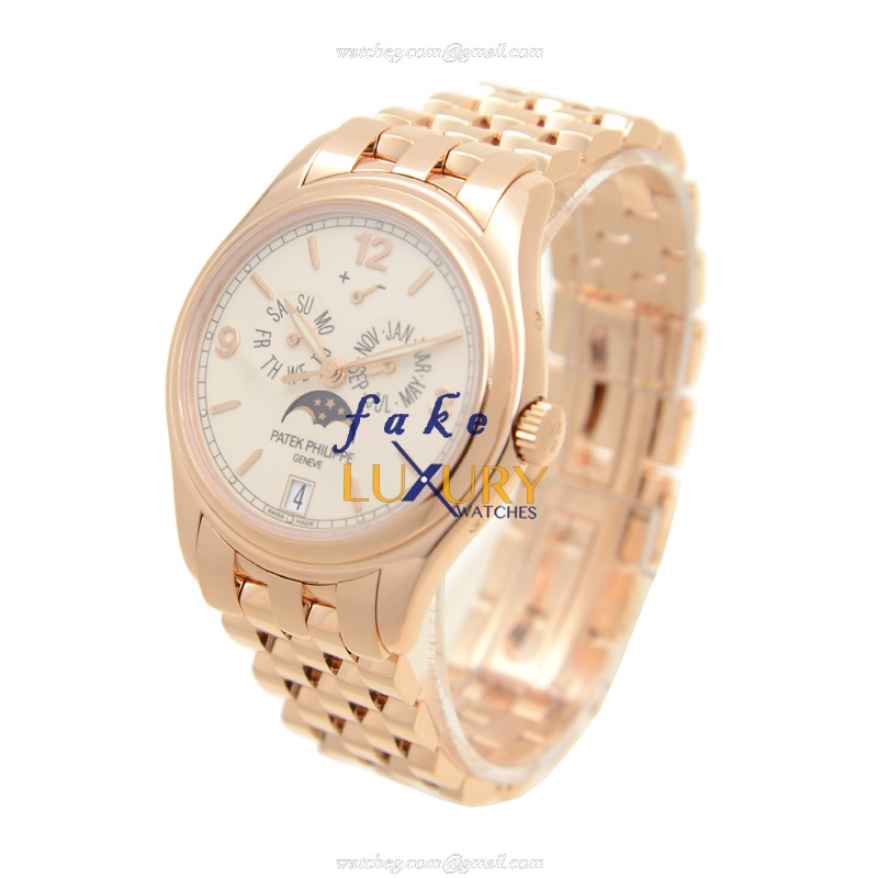 Patek Philippe 5146/1R-001 Replica Watch, Automatic Movement, White Dial, 39mm Rose Gold Case - Image 3