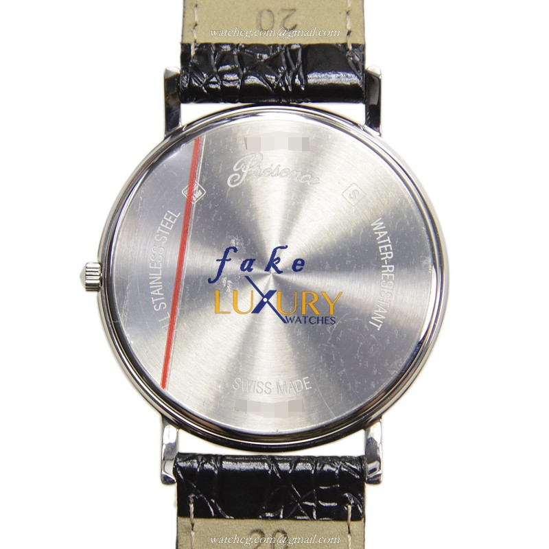 Longines L4.790.4.12.2 Replica Watch White Dial Steel Case Quartz Movement Black Alligator Strap - Image 3