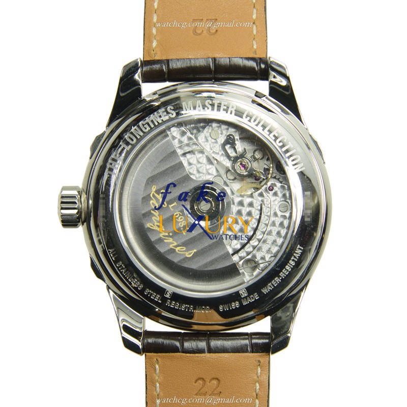 Longines L2.717.4.71.3 Master Automatic Stainless Steel Replica Watch - White Dial, Dark Brown - Image 3