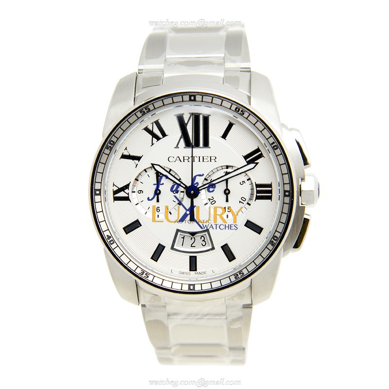 Cartier W7100045 CALIBRE DE CARTIER Automatic Stainless Steel Replica Watch - 42mm Silver Dial - Image 2