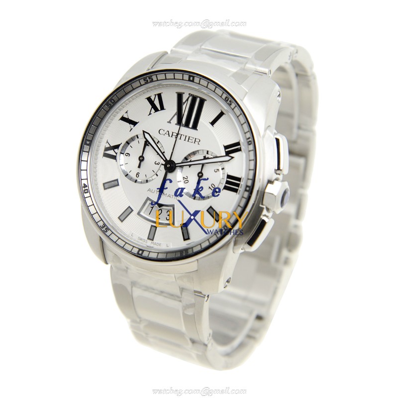 Cartier W7100045 CALIBRE DE CARTIER Automatic Stainless Steel Replica Watch - 42mm Silver Dial - Image 3