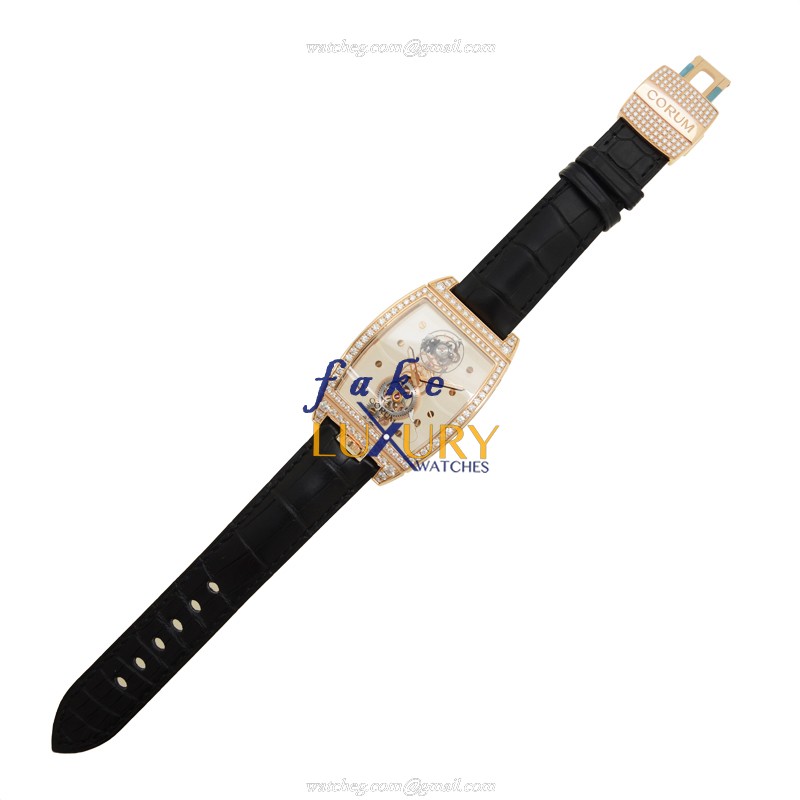 Corum Bridge Replica Watch 100.161.85-0F01 0000, Manual Wind, 18kt Rose Gold & Diamonds - Image 2