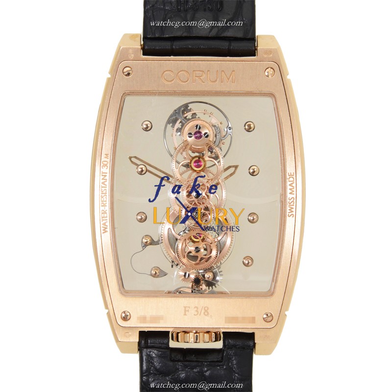 Corum Bridge Replica Watch 100.161.85-0F01 0000, Manual Wind, 18kt Rose Gold & Diamonds - Image 3