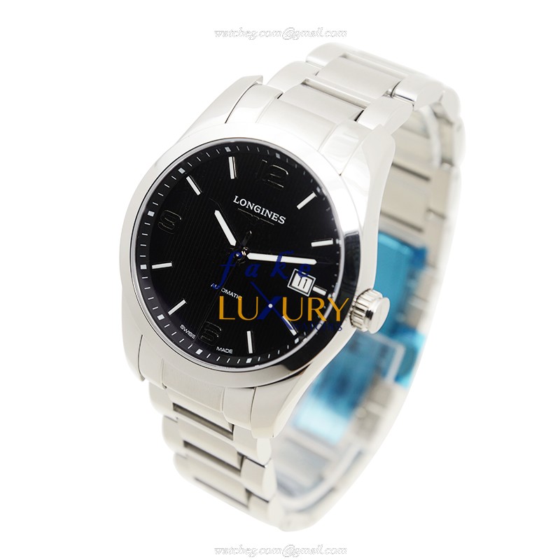 Longines L2.785.4.56.6 Conquest Classic Replica Watch, Automatic Movement, Black Dial, Steel - Image 3