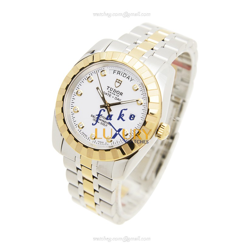Tudor 23013-62113-10DI-WT CLASSIQUE Automatic 18kt Gold & Steel - White Dial - Replica Watch - Image 3