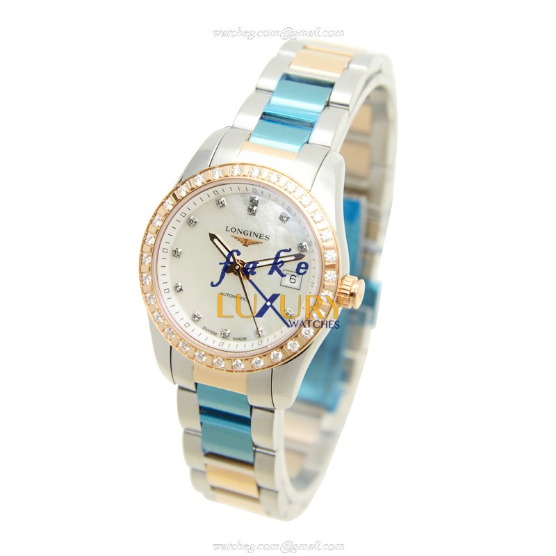 Longines L2.285.5.88.7 Conquest Replica Watch, 29.5mm, Automatic, White Mother of Pearl Dial, 18kt - Image 3