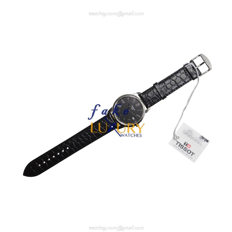 Tissot T-CLASSIC T033.410.16.053.01 Quartz Stainless Steel Black Dial Leather Strap Replica Watch - Image 2
