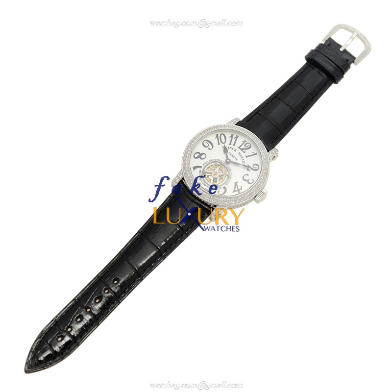 Franck Muller 7008 T D OG Replica Watch, Manual Wind, 18kt White Gold & Diamond Case, Silver Dial - Image 2
