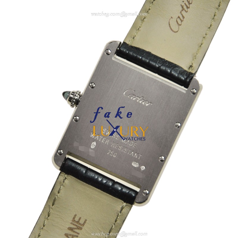 Cartier W1540956 TANK Quartz 18kt White Gold Replica Watch, Silver Dial, Alligator Strap - Image 3