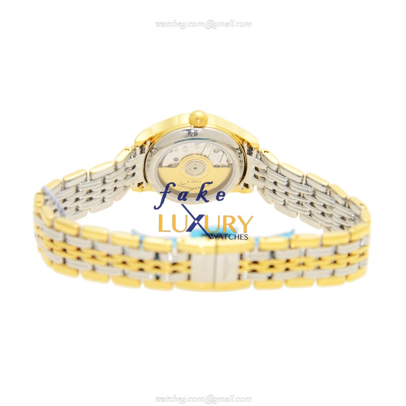 Longines L4.360.2.12.7 Replica Watch, Automatic, PVD Gold Case, White Dial, Gold Strap - Image 4