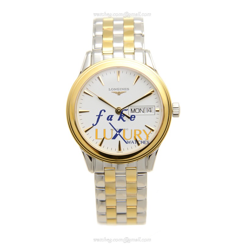 Longines L4.799.3.22.7 FLAGSHIP Replica Watch, White Dial, PVD Gold Case, Automatic - Image 2