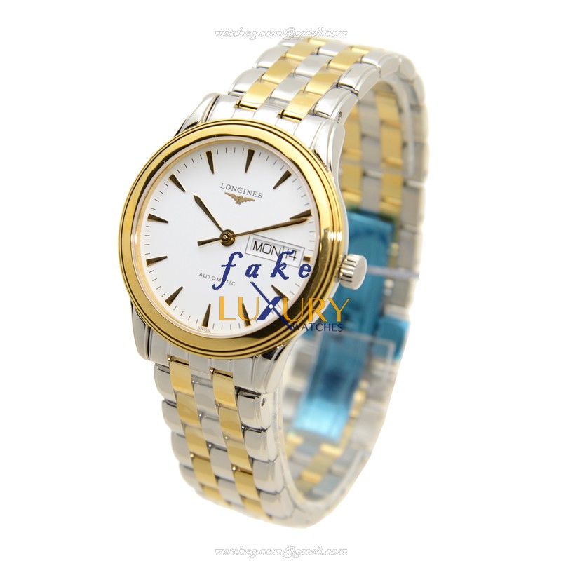 Longines L4.799.3.22.7 FLAGSHIP Replica Watch, White Dial, PVD Gold Case, Automatic - Image 3