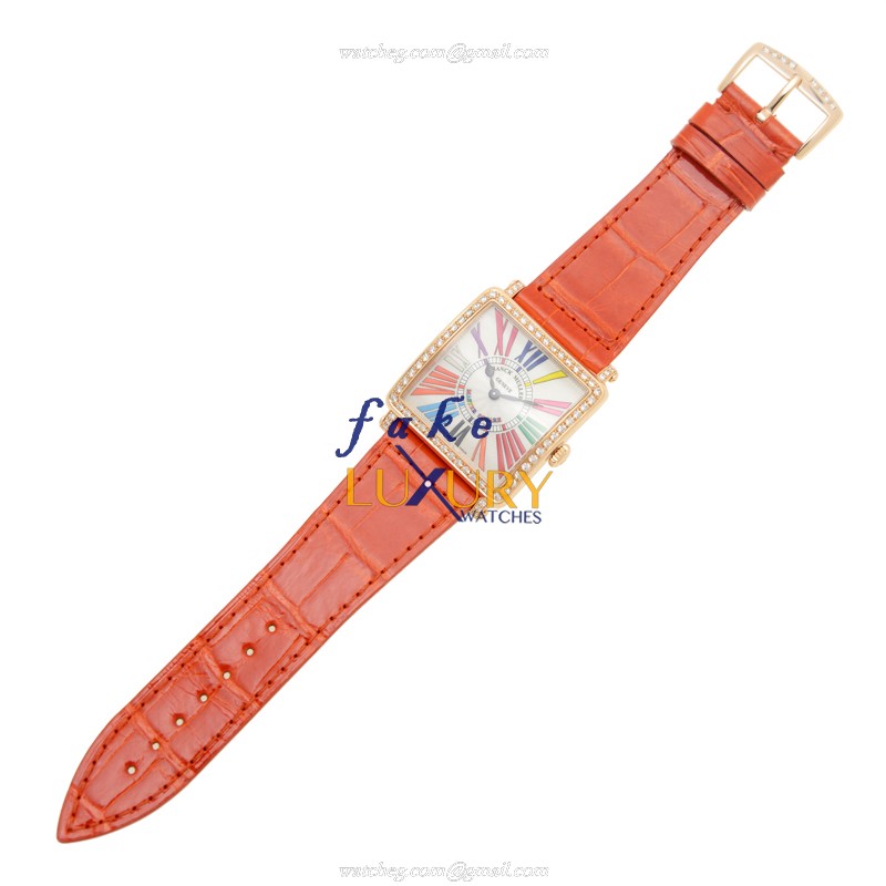 Franck Muller 6002 M QZ B COL DRM R D 1R 5N | 18kt Rose Gold | Quartz | Orange Leather | Replica - Image 2