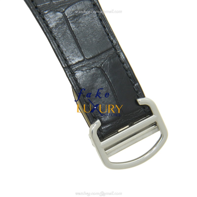 Cartier TANK W5330004 Automatic Stainless Steel Black Dial Alligator Strap Replica Watch - Image 4