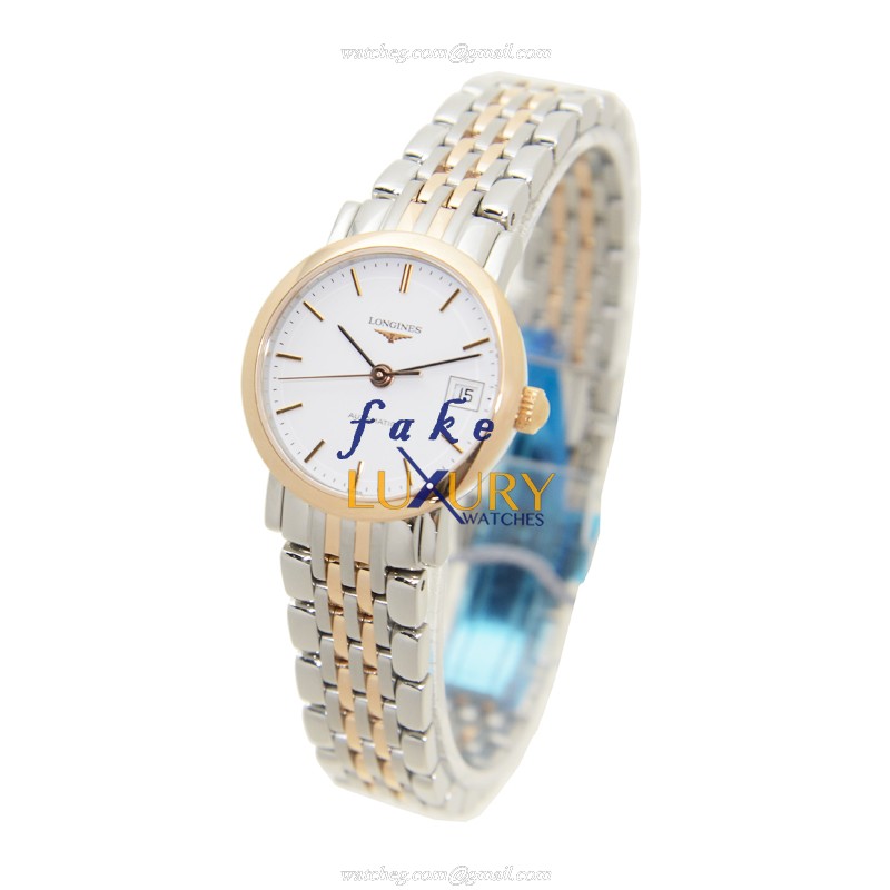 L4.309.5.12.7 - Longines Elegant Automatic 18kt Rose Gold & Steel Replica Watch - White Dial - Image 3