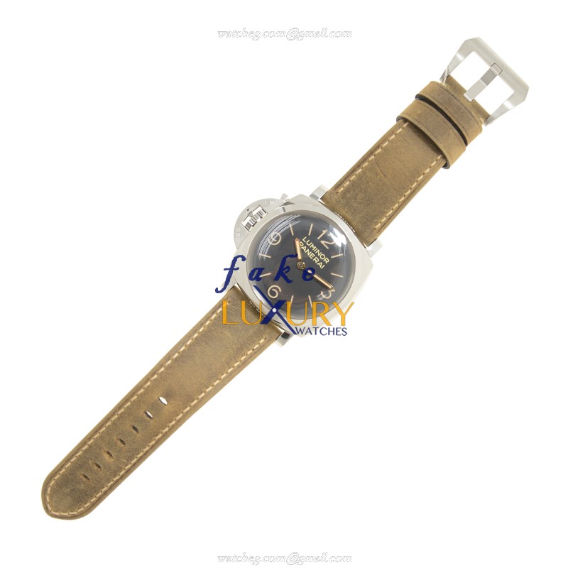 Panerai PAM00557 LUMINOR - Manual Wind - Steel Case - Black Dial - Brown Cowhide Strap - Replica - Image 2