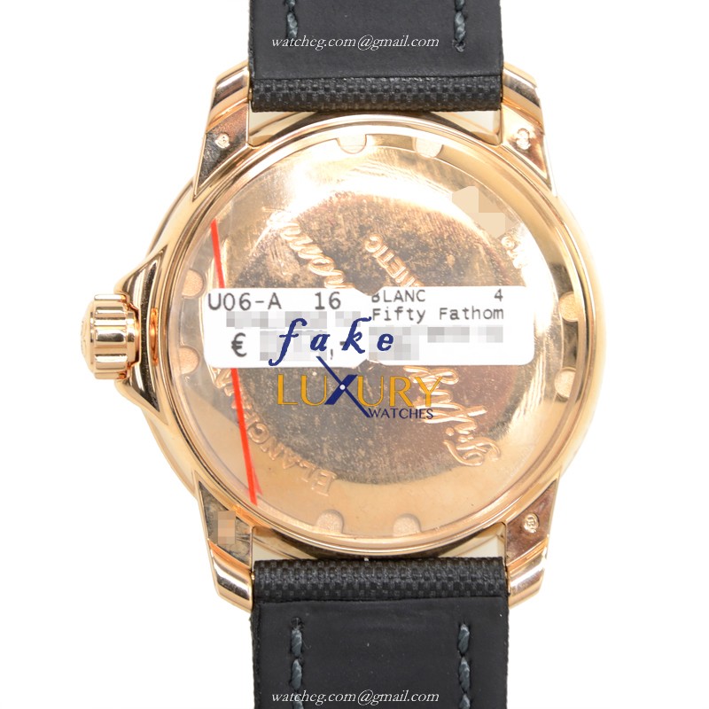Blancpain 5015-3630-52 Fifty Fathoms Replica Watch, Automatic, 18kt Rose Gold Case, Black Dial - Image 3