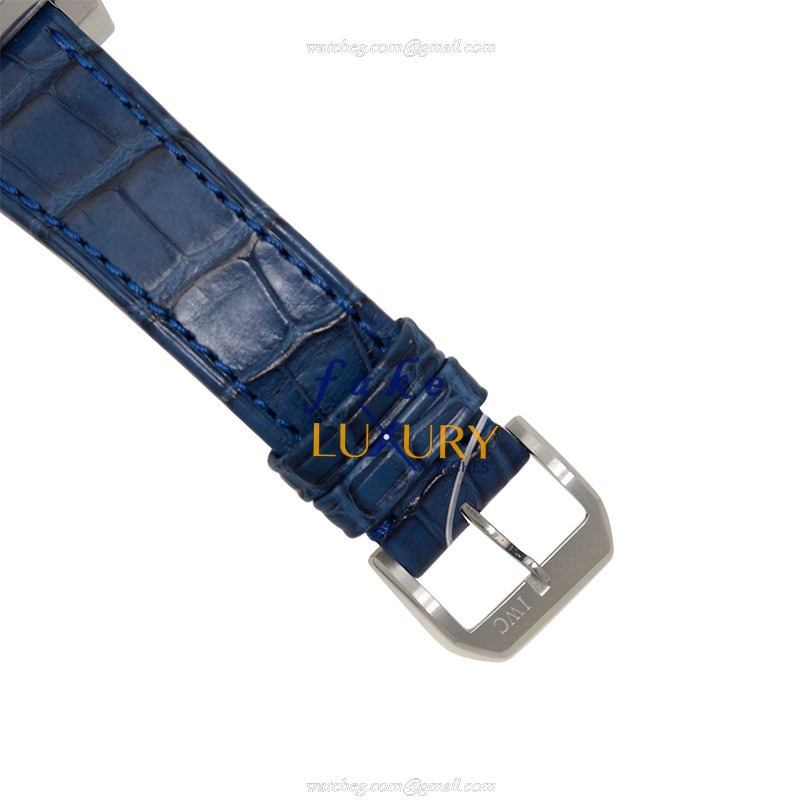 IWC IW452314 Da Vinci Replica Watch, Silver Dial, Steel Case, Blue Alligator Strap, Automatic - Image 4