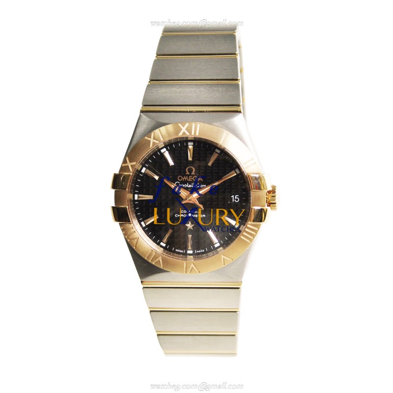 -123.20.35.20.01.001 Omega CONSTELLATION Automatic 18kt Rose Gold & Steel Replica Watch - Black - Image 2