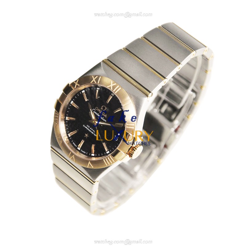 -123.20.35.20.01.001 Omega CONSTELLATION Automatic 18kt Rose Gold & Steel Replica Watch - Black - Image 3