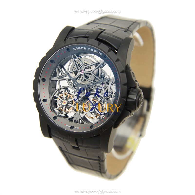 Roger Dubuis RDDBEX0364 Replica Watch, Manual Wind Titanium Case, Transparent Skull Dial, Black - Image 3