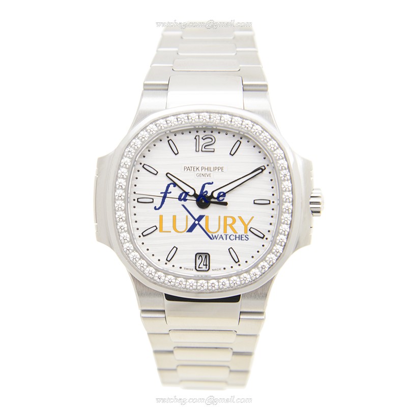 Patek Philippe 7018/1A-001 Nautilus Silver Dial Steel Diamond Watch Replica - Image 2
