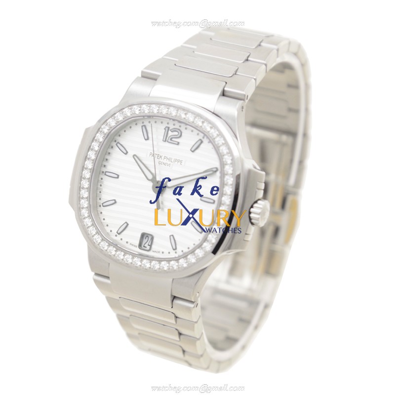 Patek Philippe 7018/1A-001 Nautilus Silver Dial Steel Diamond Watch Replica - Image 3