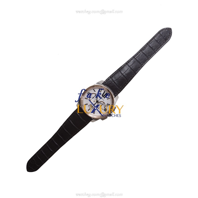 Cartier W7100043 CALIBRE DE CARTIER Automatic Stainless Steel Replica Watch - White Dial, Dark - Image 2