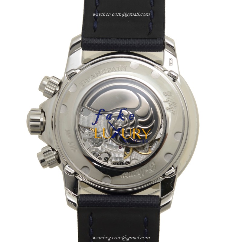 Blancpain 5066F-1140-52A Fifty Fathoms Replica Watch, Automatic, Blue Dial, Steel Case, Canvas Strap - Image 3