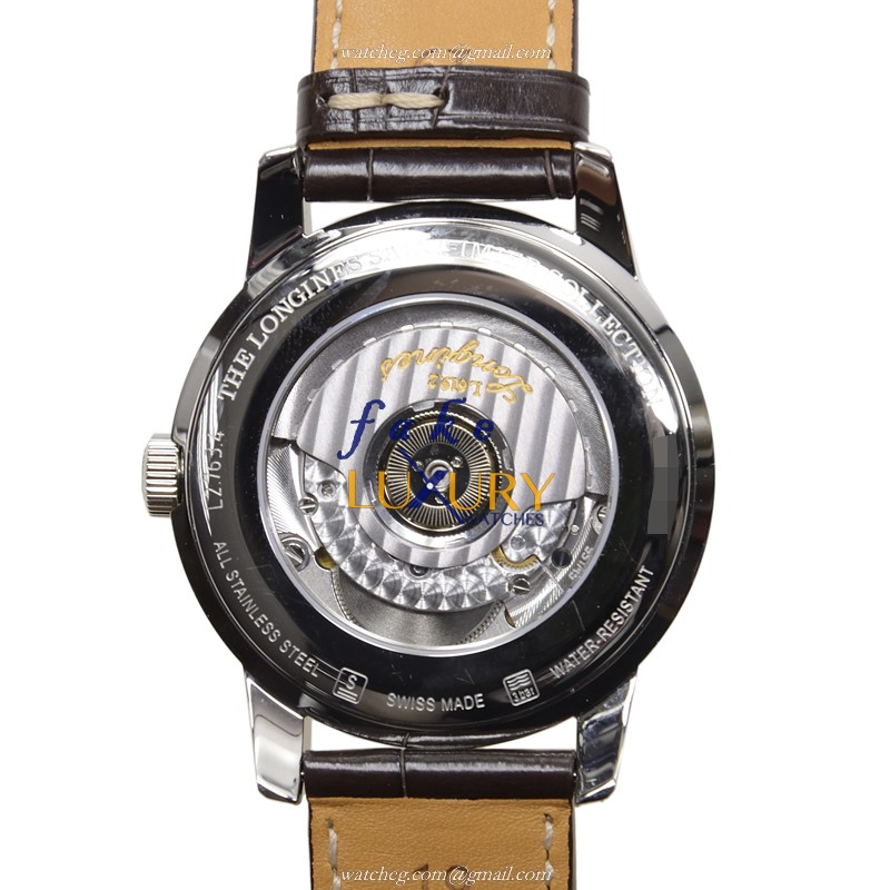 L2.763.4.72.0 - Longines Saint Imier Replica Watch - Automatic Silver Dial Brown Alligator Strap - Image 3