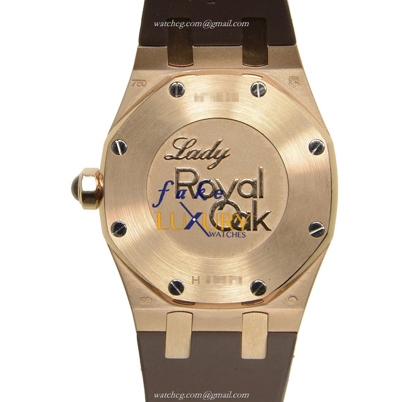 Audemars Piguet Royal Oak Replica Watch 67621OR.ZZ.D080CA.01 Quartz 18kt Rose Gold Diamonds Dark - Image 3