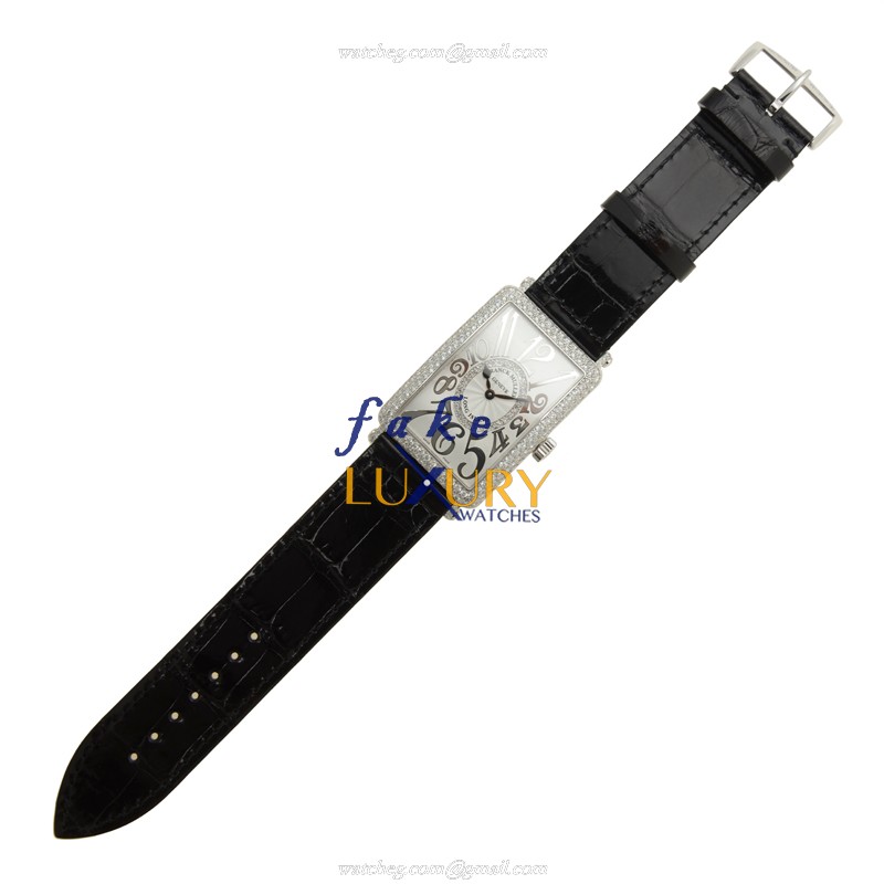 Franck Muller 1002 QZ REL D CD 1R OG LONG ISLAND Quartz 18kt White Gold & Diamond Replica Watch - Image 2