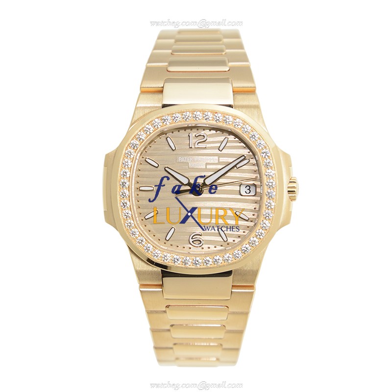 Patek Philippe 7010/1R-012 Nautilus Replica Watch, Quartz, 32mm, 18kt Rose Gold & Diamonds Case - Image 2