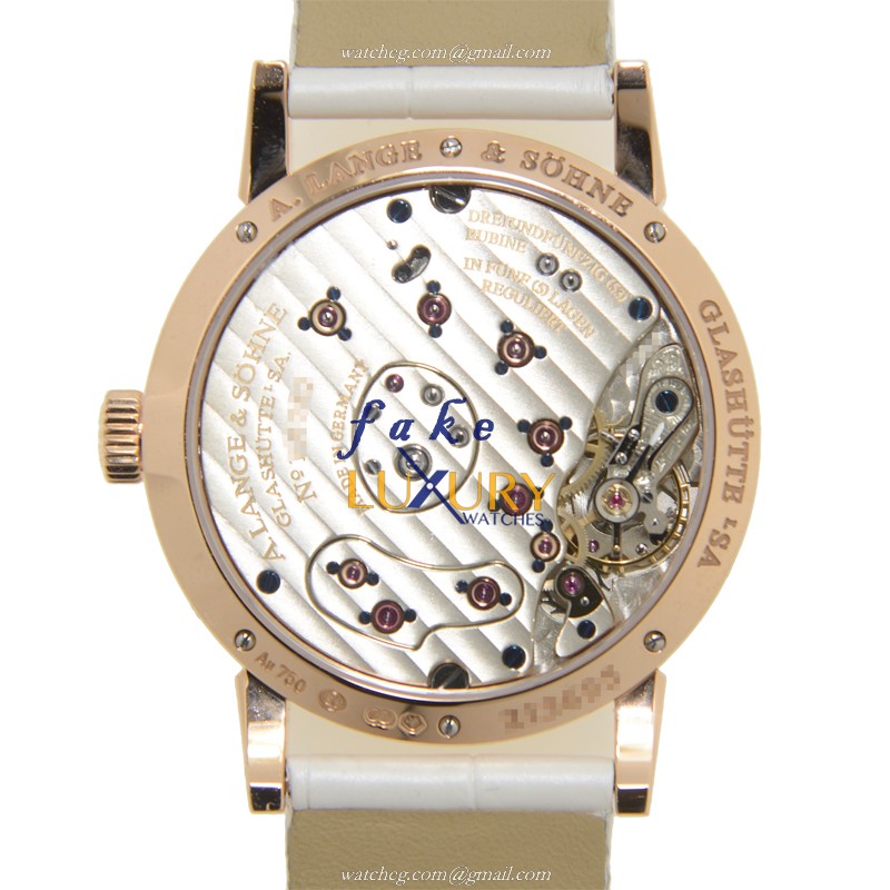 A Lange & Sohne Lange 1 Replica Watch 813.047 with Manual Wind, Silver Dial on White - Image 3
