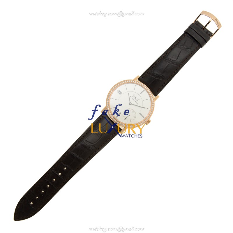Piaget G0A38139 Replica Watch, Automatic Movement, Silver Dial, Rose Gold & Diamonds Case, Brown - Image 2