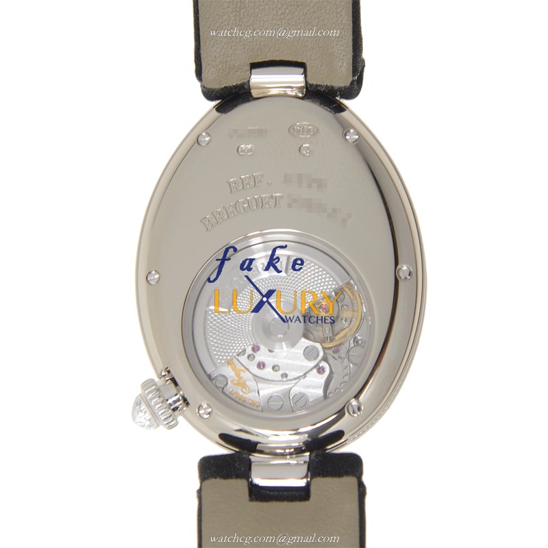 8928BB/8D/844/DD0D - Breguet Reine de Naples Replica Watch - Automatic Silver Dial Satin Strap - Image 3