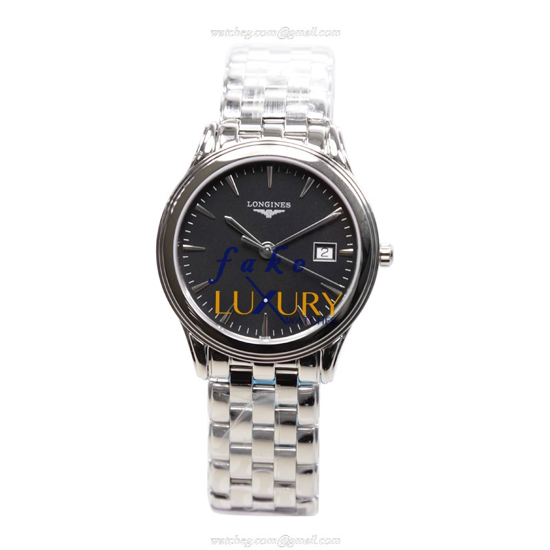L4.716.4.52.6 - Longines FLAGSHIP Replica Watch - Quartz Stainless Steel 36mm Black Dial - Image 2