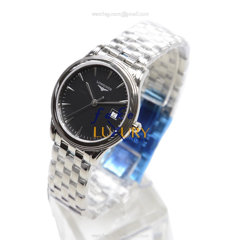 L4.716.4.52.6 - Longines FLAGSHIP Replica Watch - Quartz Stainless Steel 36mm Black Dial - Image 3