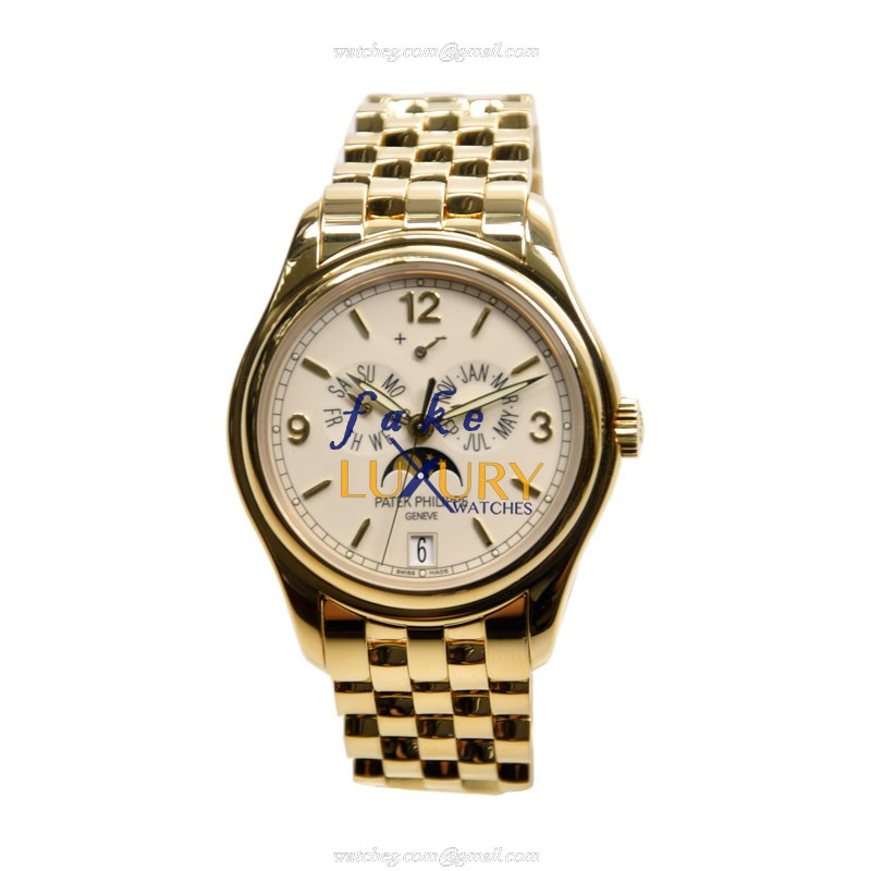 Patek Philippe 5146-1J-001 COMPLICATIONS Automatic 18kt Yellow Gold White Dial Replica Watch - Image 2
