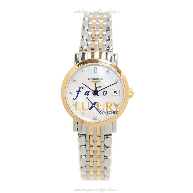 Longines L4.309.5.87.7 Elegant Replica Watch, Automatic Movement, White Mother of Pearl Dial, 18kt - Image 2