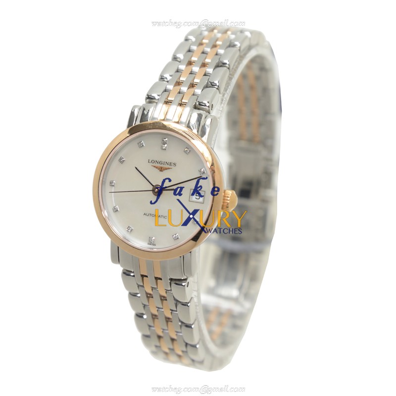 Longines L4.309.5.87.7 Elegant Replica Watch, Automatic Movement, White Mother of Pearl Dial, 18kt - Image 3