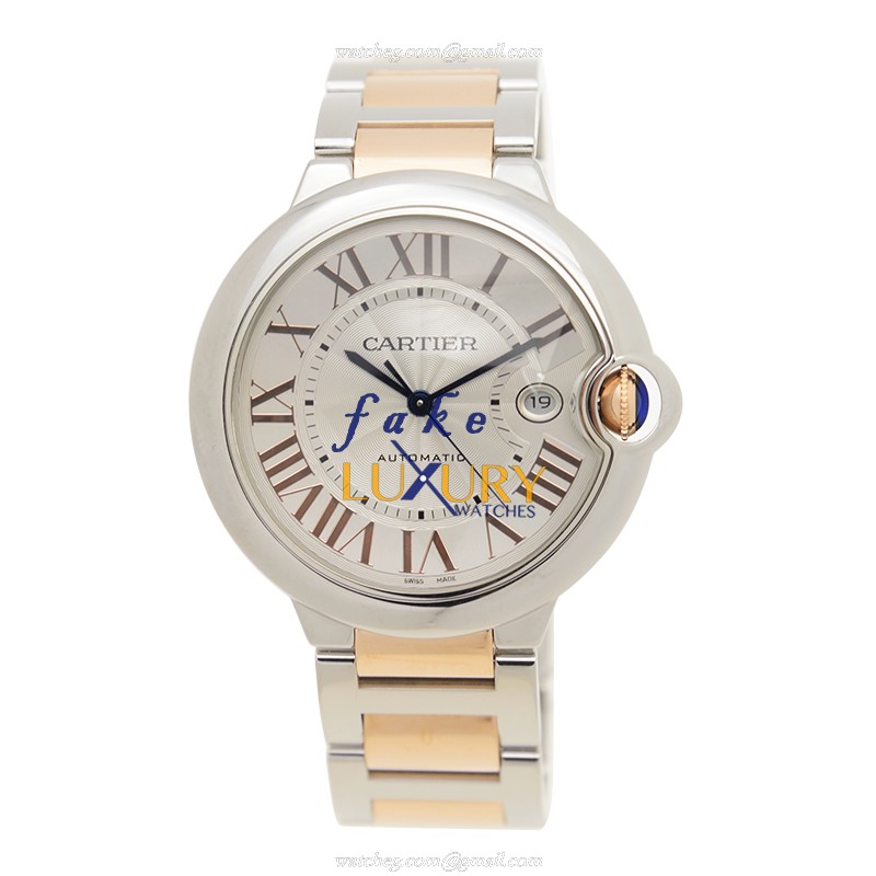 Cartier W6920095 Ballon Bleu Replica Watch Automatic Silver Dial Steel Case Rose Gold Strap - Image 2