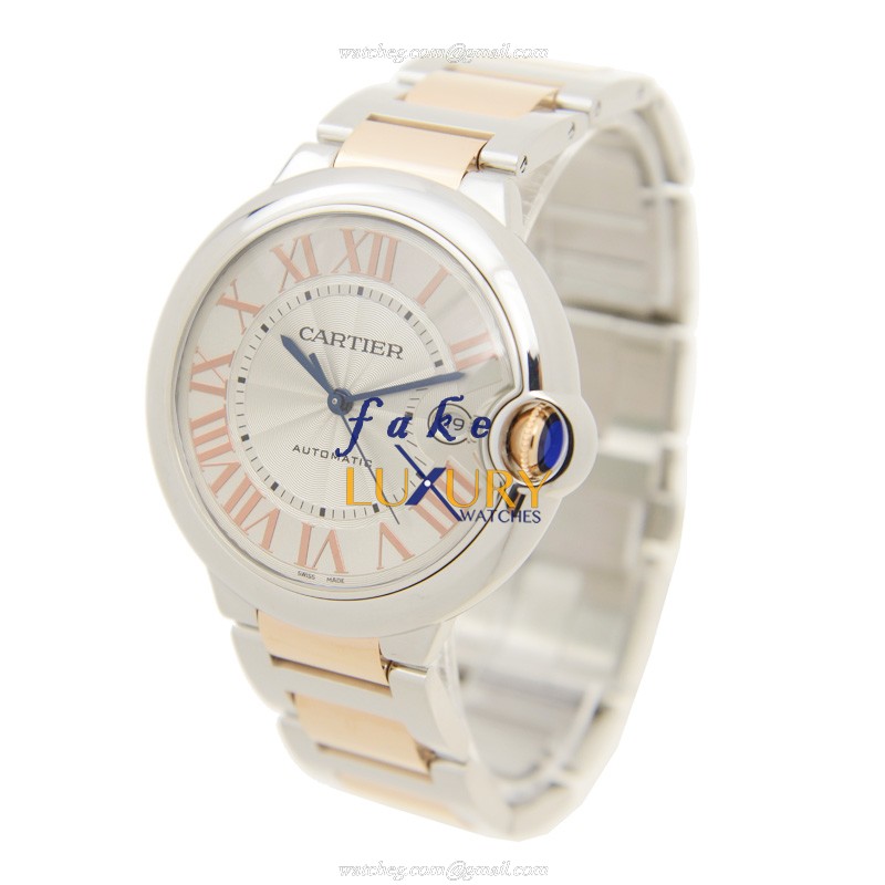 Cartier W6920095 Ballon Bleu Replica Watch Automatic Silver Dial Steel Case Rose Gold Strap - Image 3
