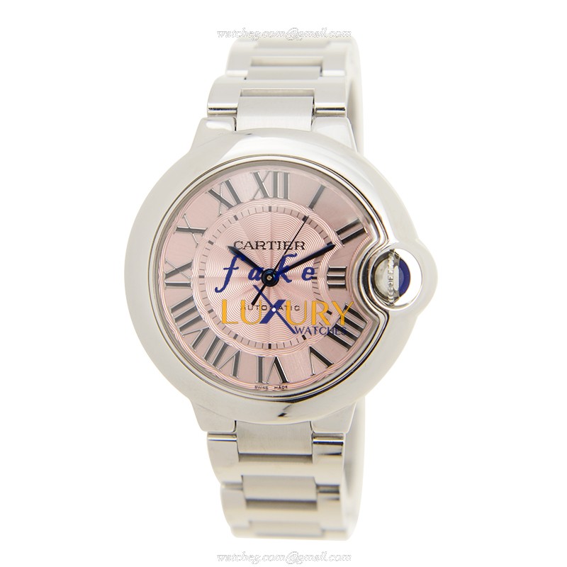 Cartier W6920100 BALLON BLEU Automatic Stainless Steel Replica Watch, Pink Dial, Silver Strap, 33mm - Image 2
