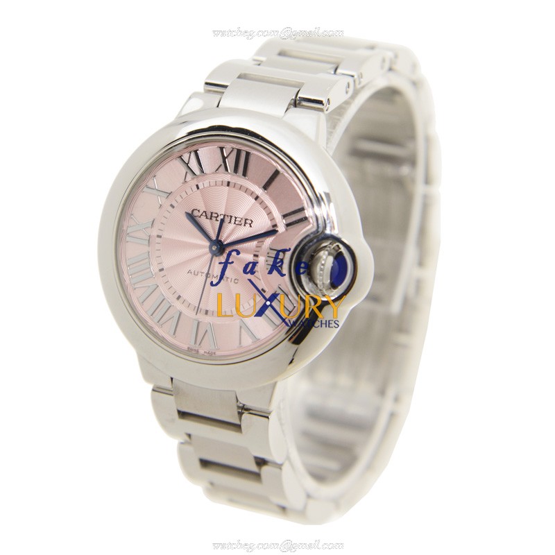 Cartier W6920100 BALLON BLEU Automatic Stainless Steel Replica Watch, Pink Dial, Silver Strap, 33mm - Image 3