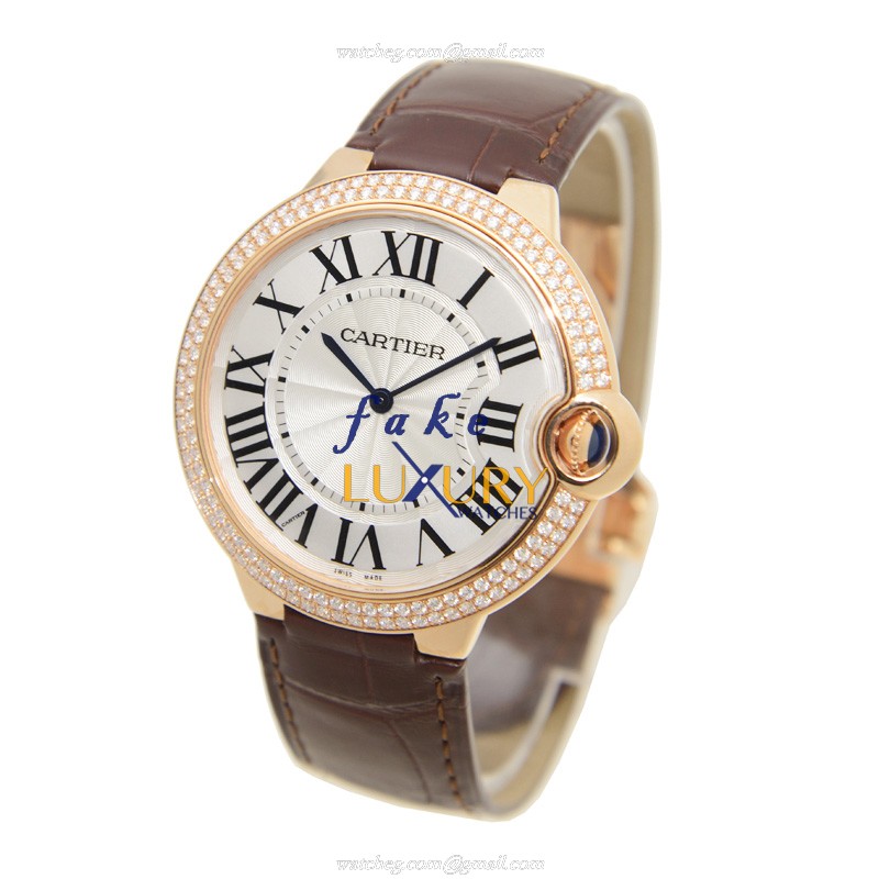 Cartier WE902055 BALLON BLEU - Manual Wind - 18kt Rose Gold - Diamonds - Replica Watch - Silver - Image 3